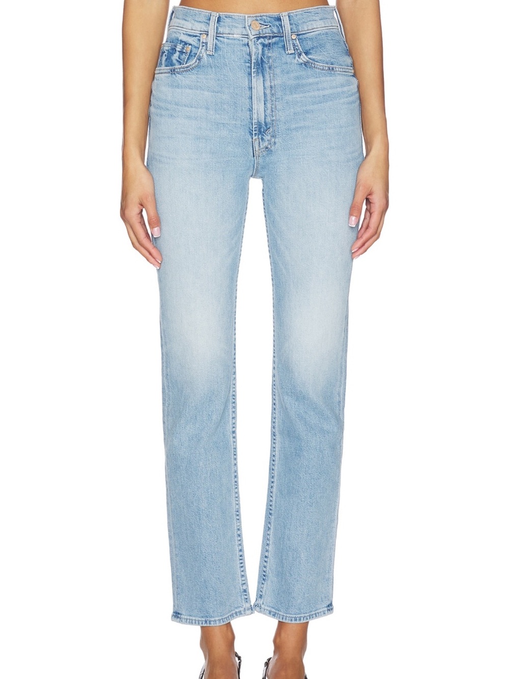MOTHER Light Blue High-Rise Straight Jeans